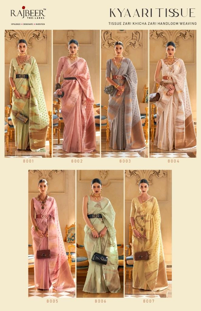 Rajbeer Kyaari Tissue Zari Wholesale Fancy Sarees Catalog — Wholesale Sarees, MPA wholesale from Surat — view 8